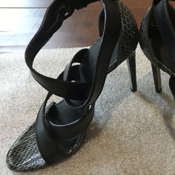 Alexander Wang Linda Black Gray Heels snake 38.5 8 - Picture 5 of 9